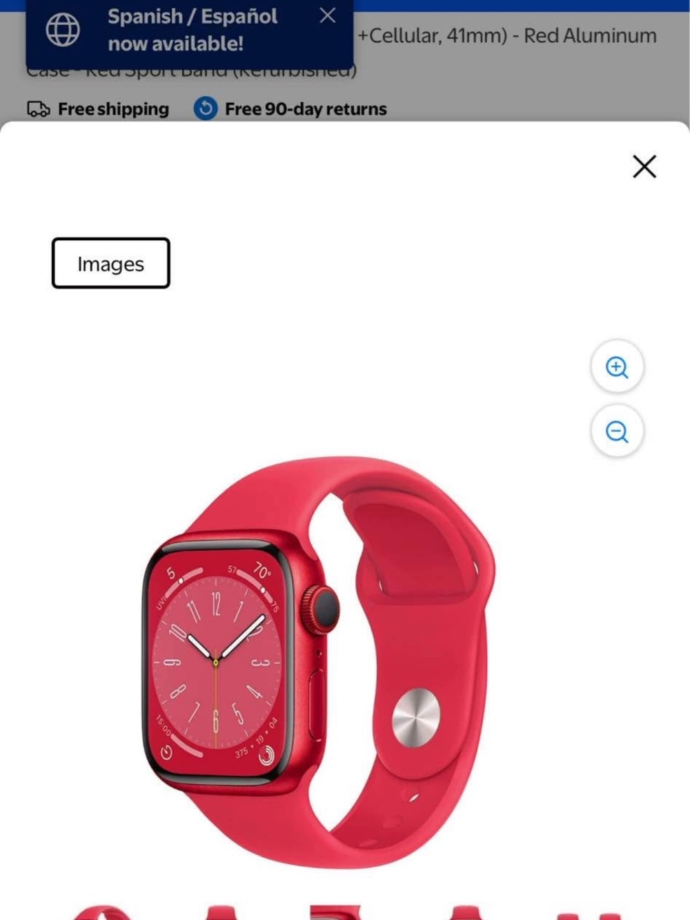 Apple Smartwatch in Bright Red with Matching Sport Band